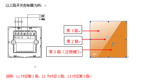 KOTI后現(xiàn)代系列智能燈光開關接線圖